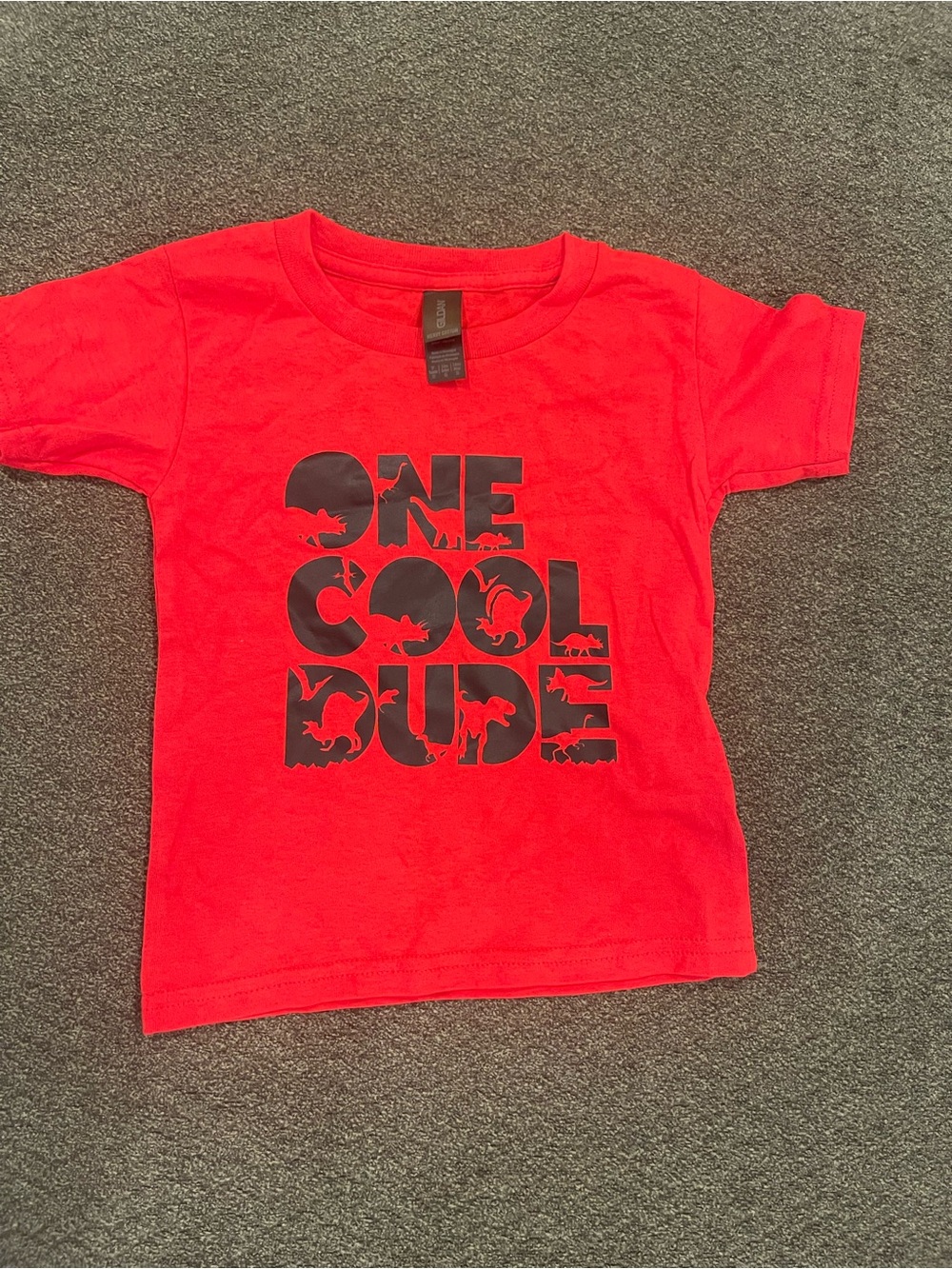 Gildan Red Tee with Black 'ONE COOL DUDE' Graphic